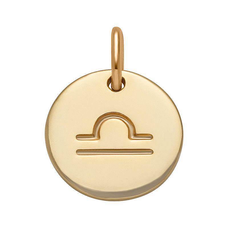 PRIMROSE 18k Gold Over Silver Etched Zodiac Disc Charm, Womens, Gold Tone Leo Product Image