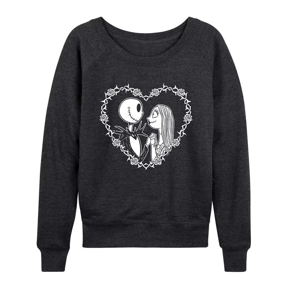 Disney's Nightmare Before Christmas Jack & Sally Women's Heart French Terry Long Sleeve Tee,  Product Image