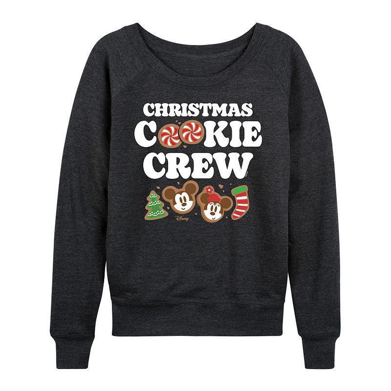 Disney's Mickey and Minnie Mouse Women's Christmas Cookie French Terry Long Sleeve Tee,  Product Image