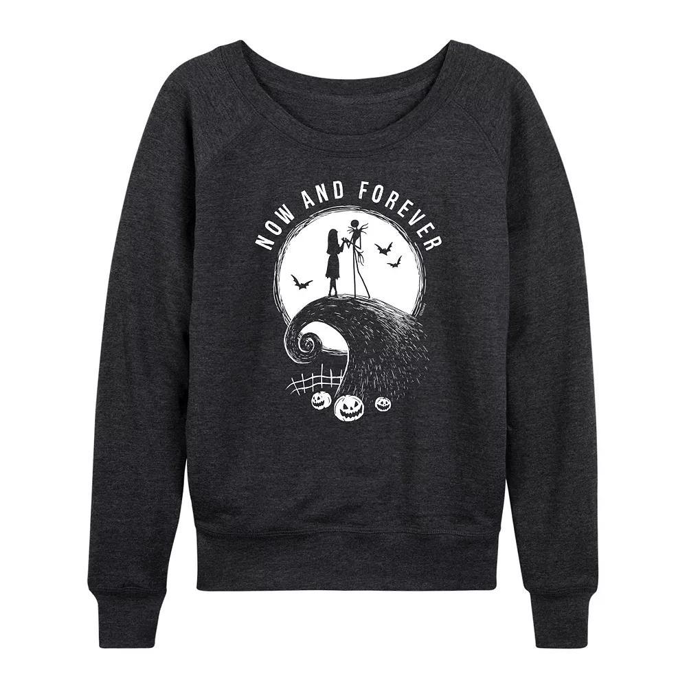 Disney's Nightmare Before Christmas Jack & Sally Women's Now and Forever French Terry Long Sleeve Tee,  Product Image