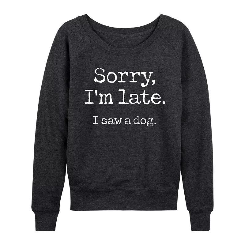 Women's I Saw A Dog French Terry Long Sleeve Tee, Size: XL, Heather Grey Product Image