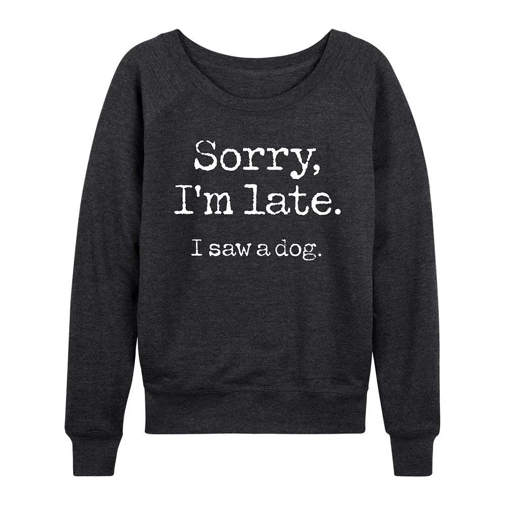 Womens I Saw A Dog French Terry Long Sleeve Tee Heather Grey Product Image