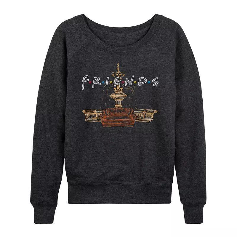 Women's Friends Couch Fountain Set French Terry Long Sleeve Tee,  Product Image