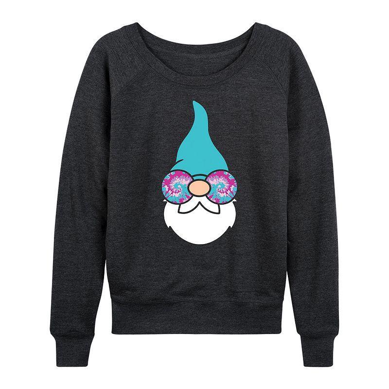 Women's Boho Gnome With Glasses French Terry Long Sleeve Tee, Size: Large, Heather Grey Product Image