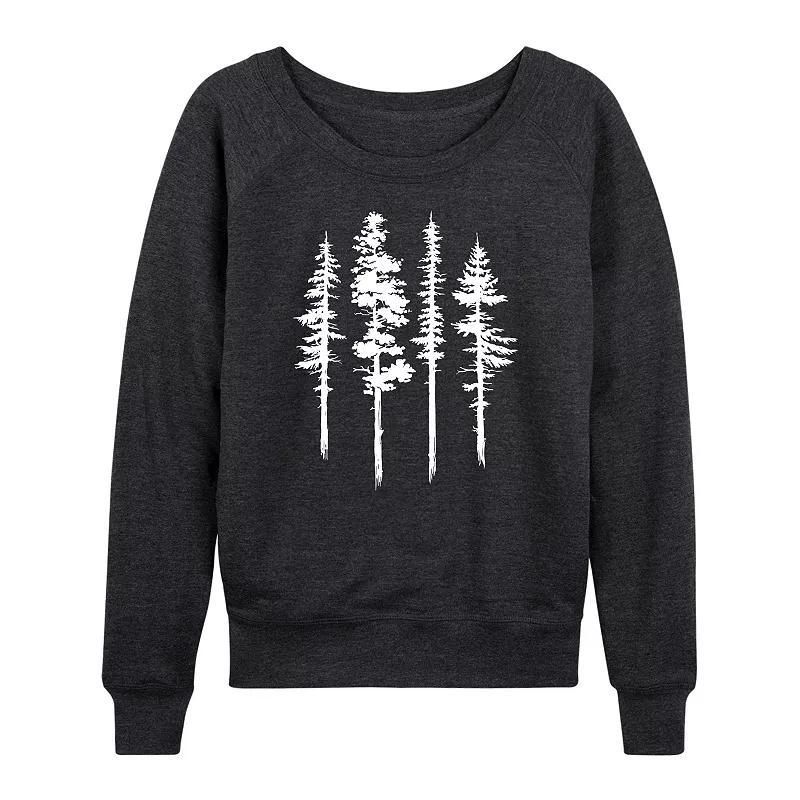 Women's Abstract Trees French Terry Long Sleeve Tee, Size: XXL, Grey Indigo Product Image