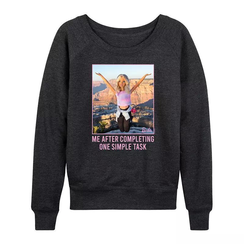 Women's Barbie® One Simple Task French Terry Long Sleeve Tee, Girl's, Size: Large, Heather Grey Product Image