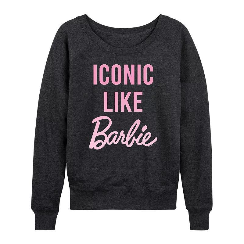 Women's Barbie® Iconic French Terry Long Sleeve Tee, Girl's, Size: Medium, Grey Indigo Product Image