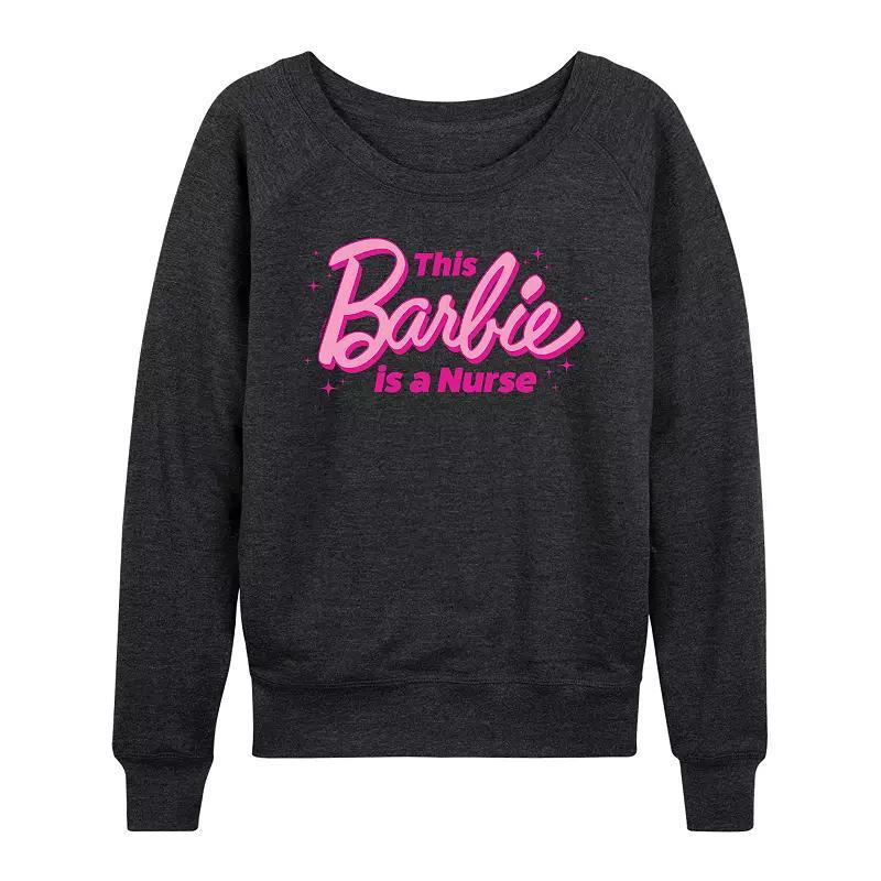 Women's Barbie® One Simple Task French Terry Long Sleeve Tee, Girl's, Size: Large, Heather Grey Product Image