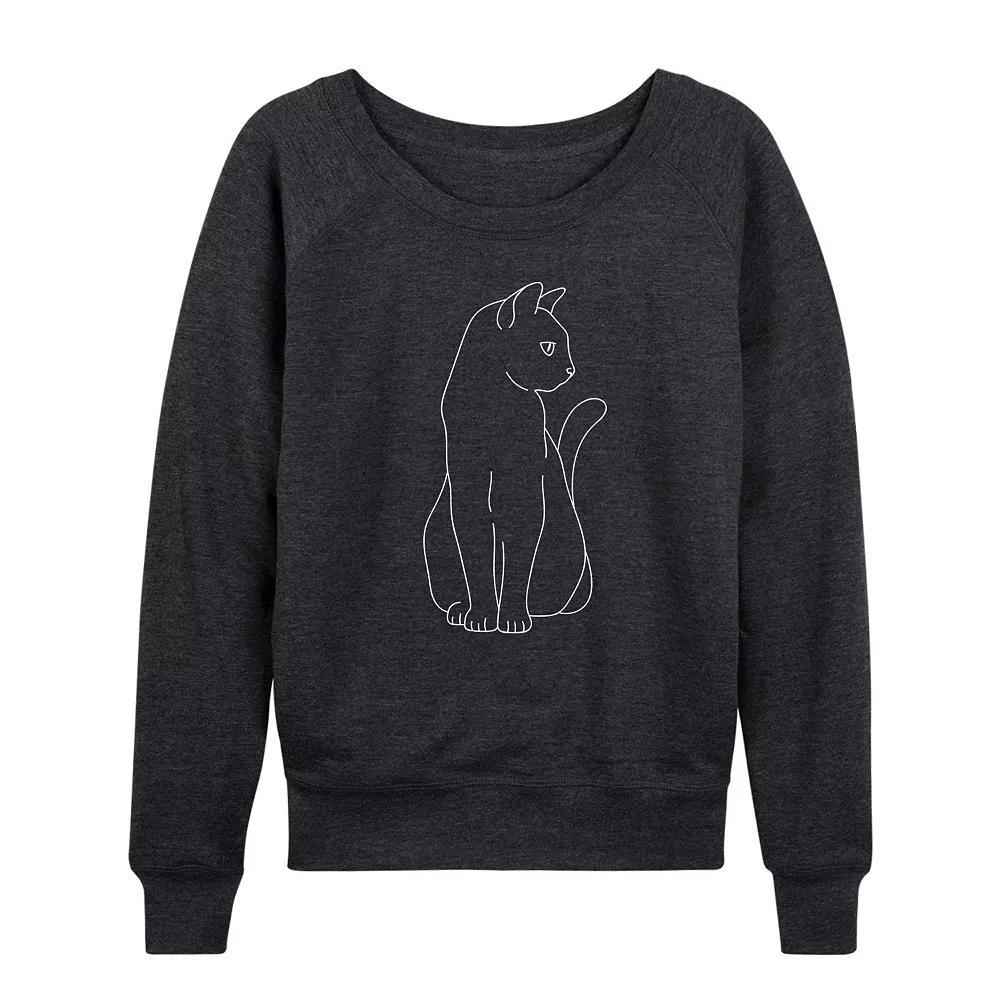 Women's Cat Face French Terry Long Sleeve Tee, Girl's,  Product Image
