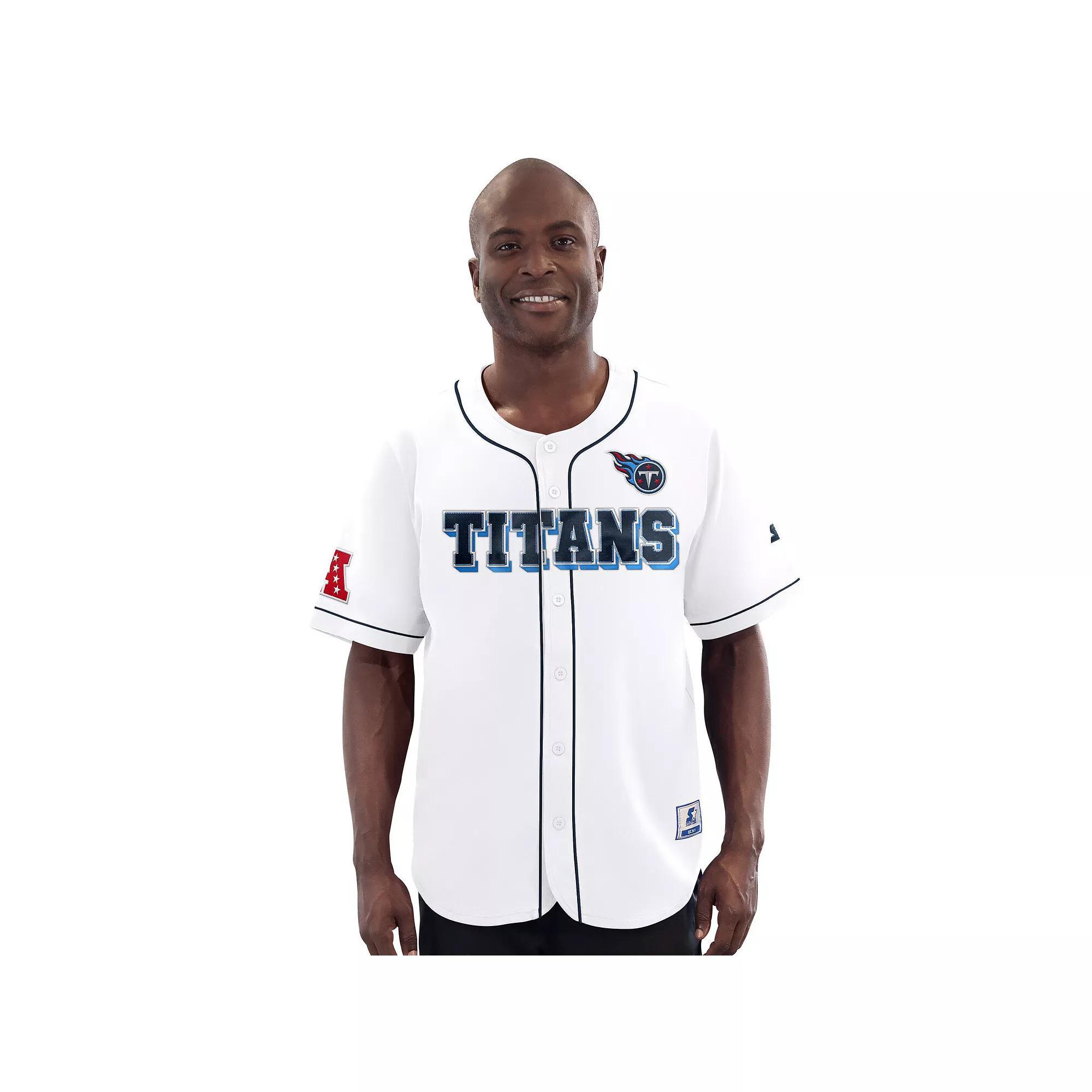 Men's Starter  White Tennessee Titans Relay Full-Button Baseball Jersey, Size: XXL Product Image