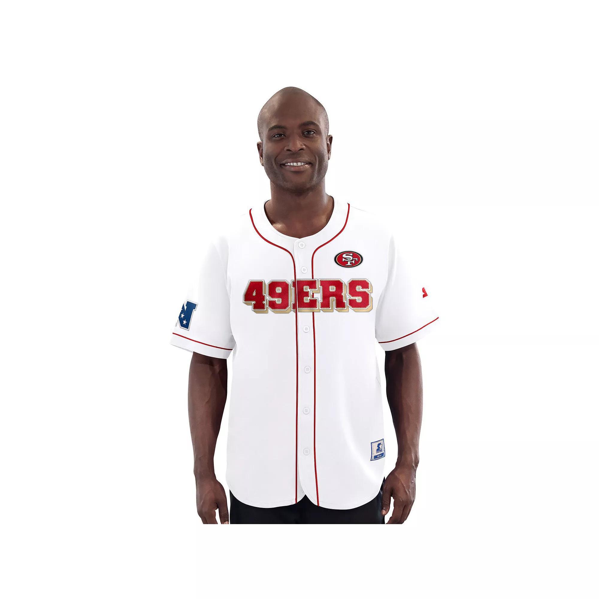 Men's Starter  White San Francisco 49ers Relay Full-Button Baseball Jersey, Size: Medium Product Image
