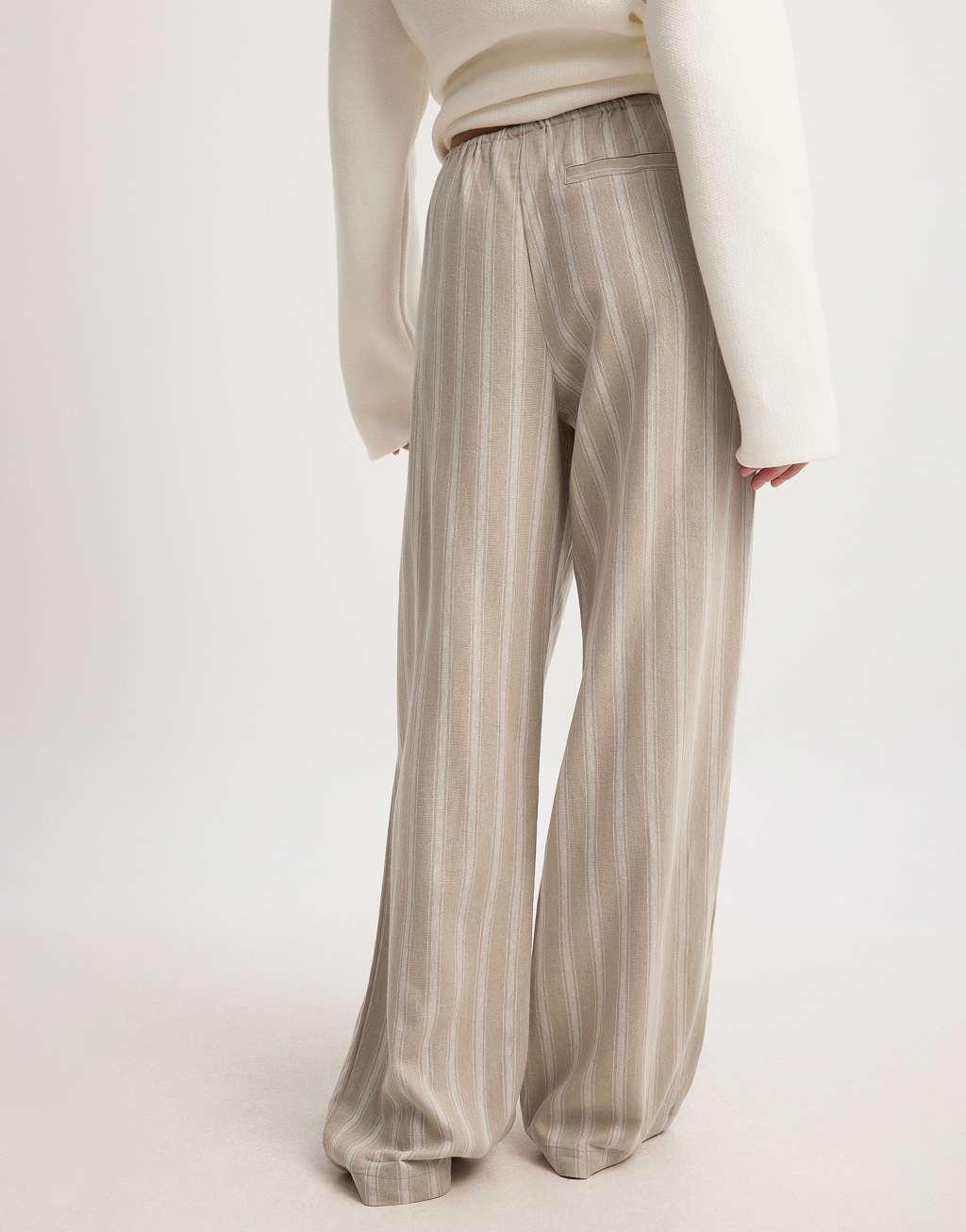 NA-KD pants in beige stripe Product Image