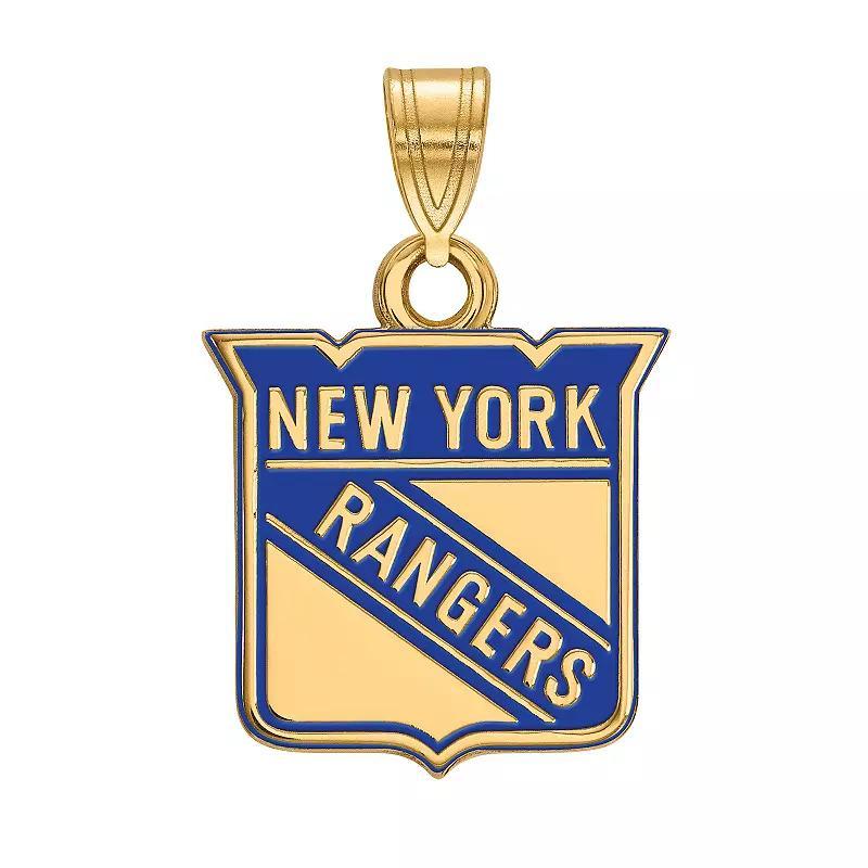 LogoArt New York Rangers Sterling Silver Small Enamel Pendant, Womens Gold Tone Product Image