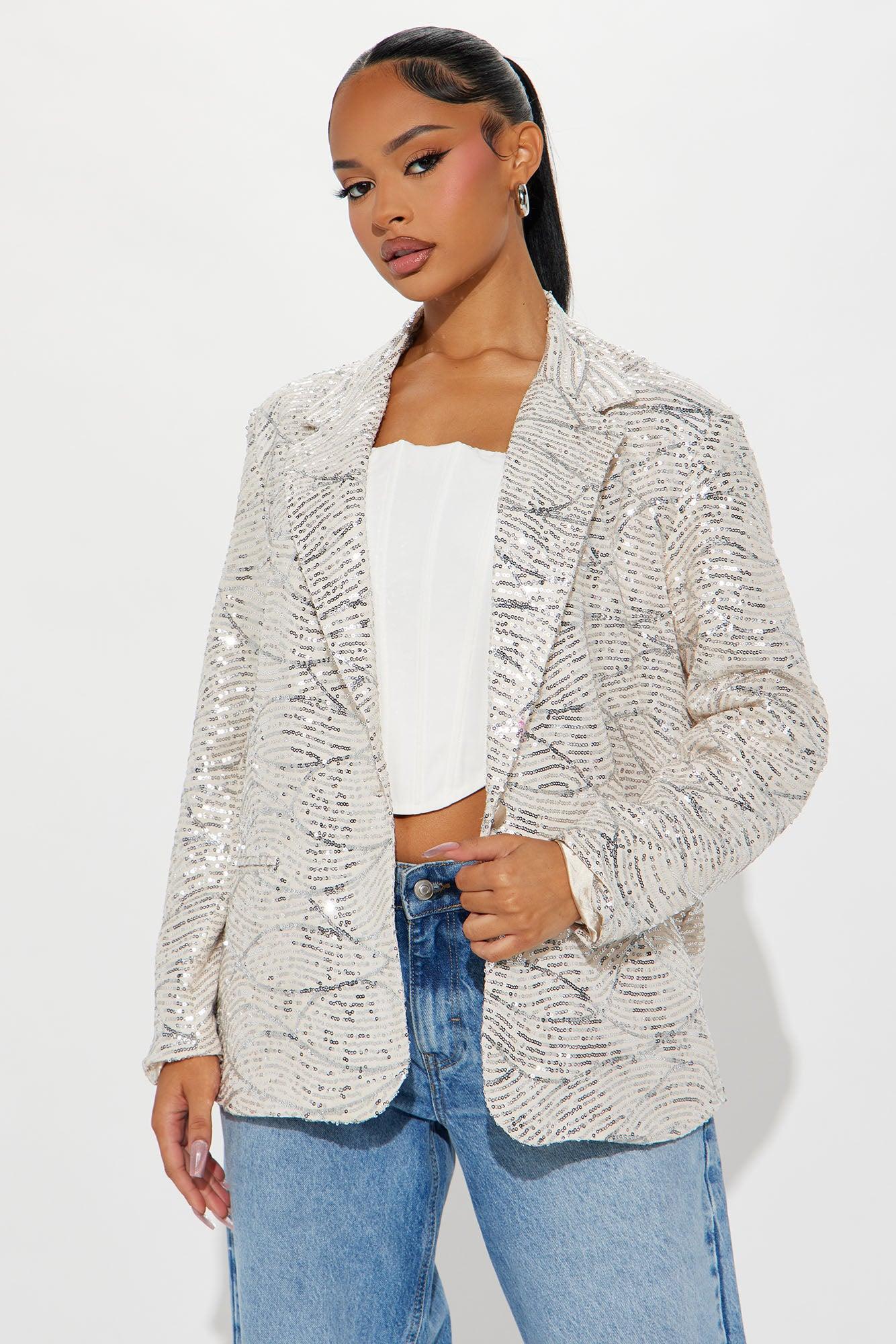 Always Stand Out Sequin Blazer - Silver Product Image