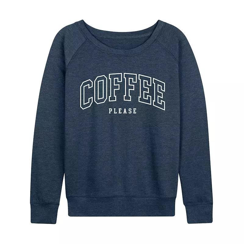 Women's Coffee Please French Terry Long Sleeve Tee, Girl's, Size: Medium, Grey Blue Product Image