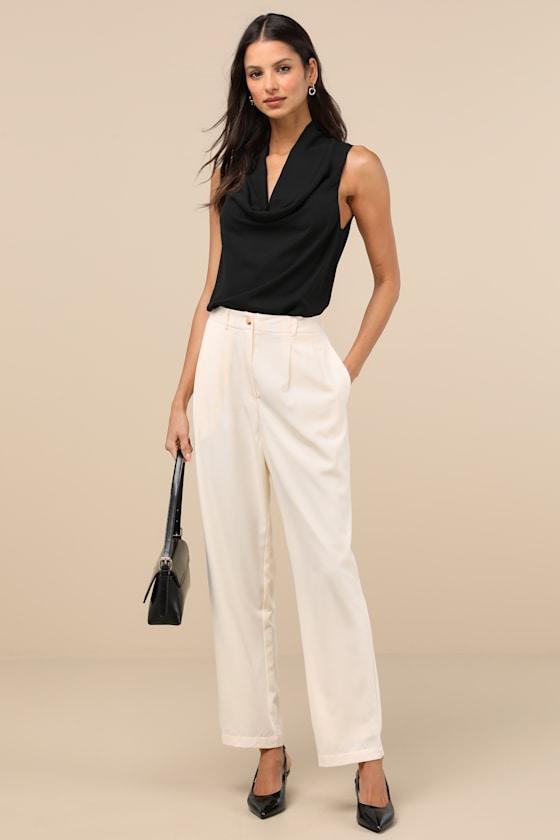 Sophisticated Company Ivory Straight Leg Trouser Pants Product Image