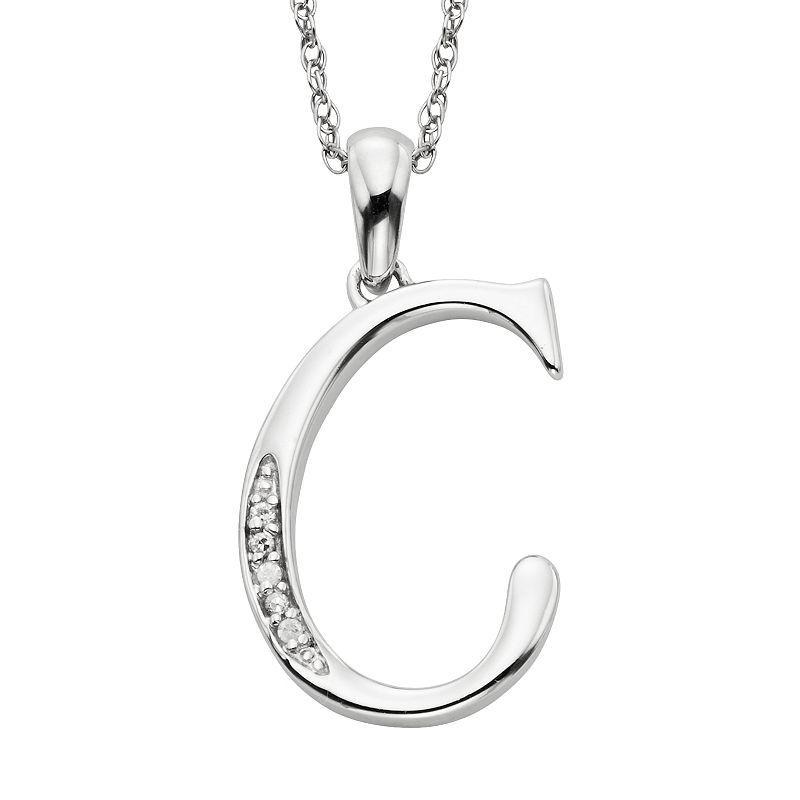 Sterling Silver Diamond Accent Initial Pendant, Womens Product Image