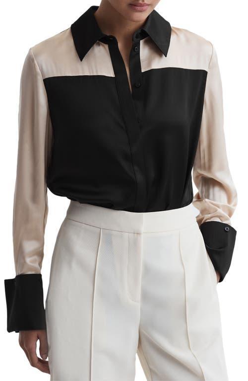 Womens Lorey Colorblocked Silk Satin Shirt Product Image