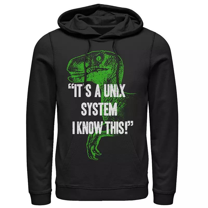 Men's Jurassic Park Neon Dinosaur A Unix System Graphic Pullover Hoodie, Size: Medium, Blue Product Image