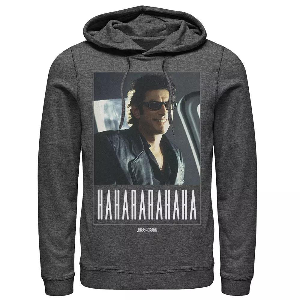 Men's Jurassic Park Ian Malcolm Hahararahaha Hoodie, Size: Large, Grey Heather Product Image