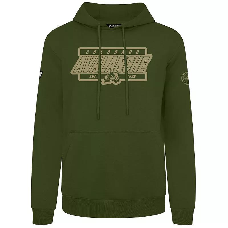 Mens Levelwear Olive Colorado Avalanche Podium Pullover Hoodie Product Image