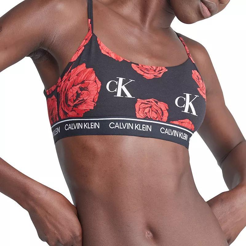 Womens Calvin Klein Archive Logo Lightly Lined Bralette QF7534 Gray Grey Product Image