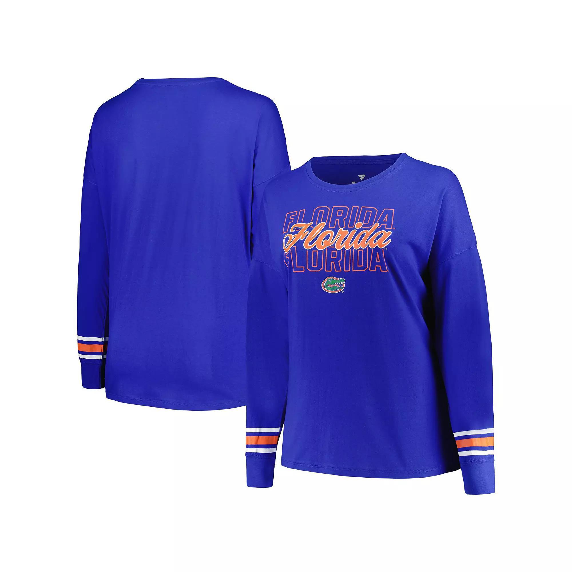 Women's Profile Royal Florida Gators Plus Size Triple Script Scoop Neck Long Sleeve T-Shirt, Size: 1XL, Blue Product Image