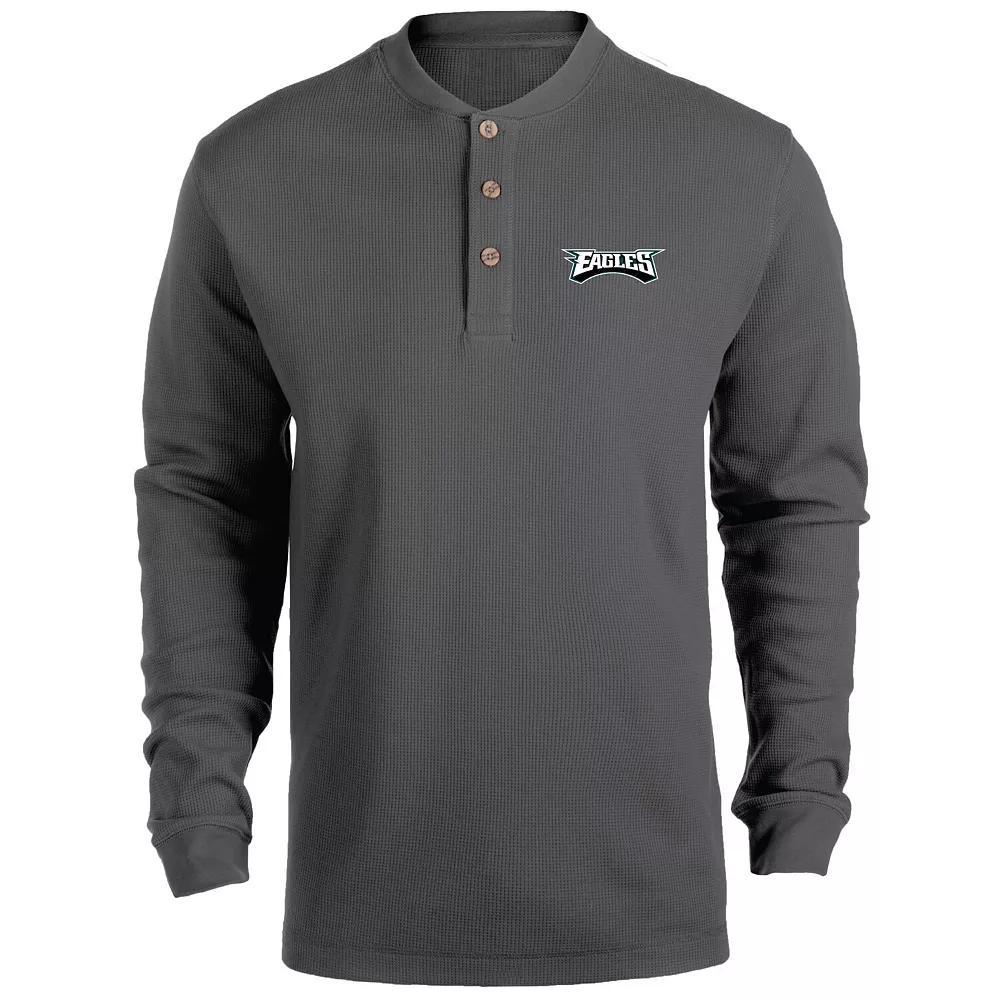 Men's Heathered Gray Philadelphia Eagles Maverick Thermal Henley Long Sleeve T-Shirt,  Product Image