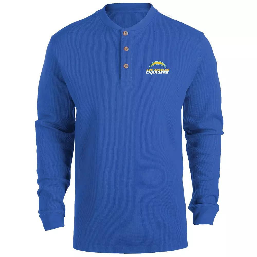 Men's Dunbrooke Royal Los Angeles Chargers Logo Maverick Thermal Henley Long Sleeve T-Shirt, Size: Small, Blue Product Image