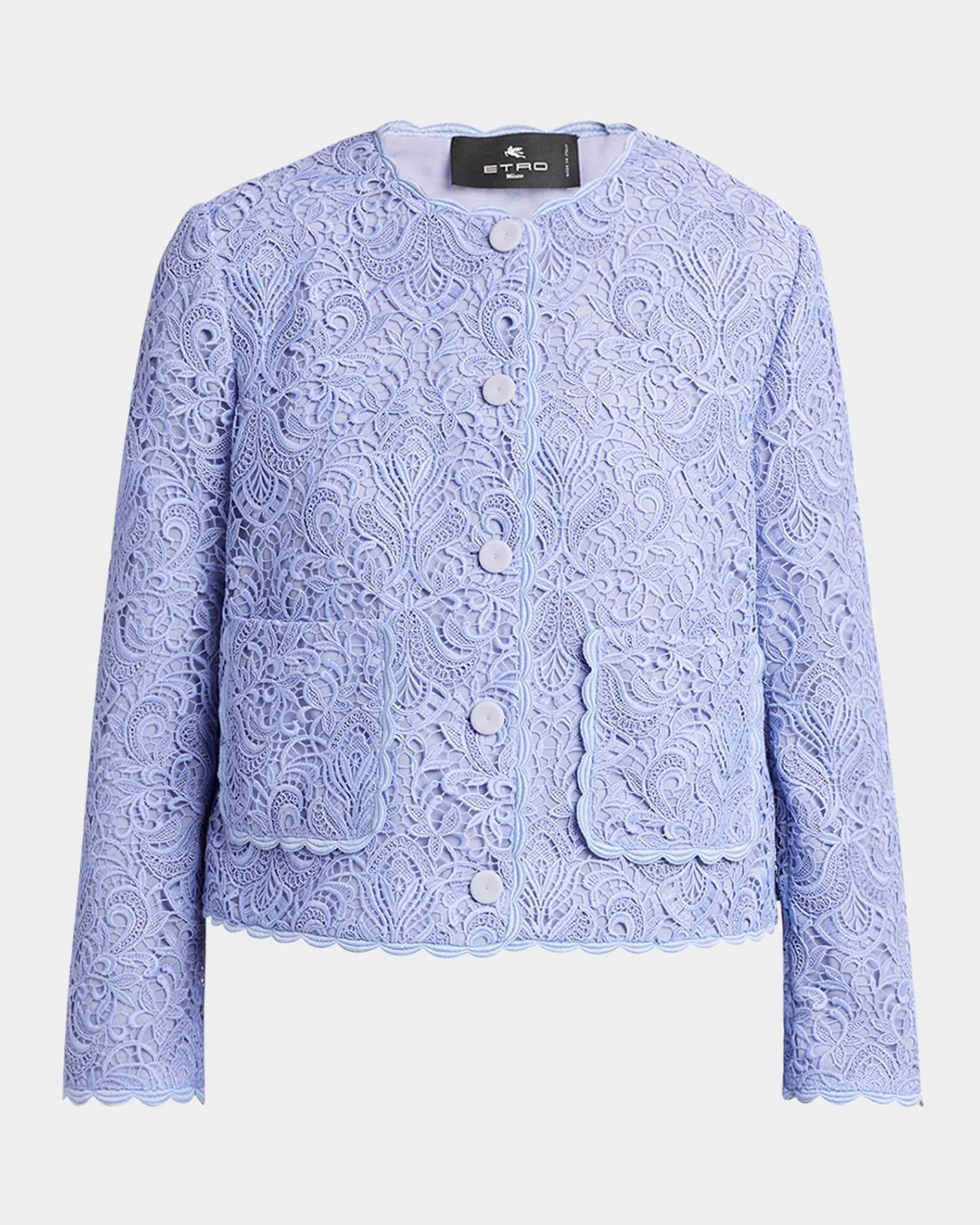 Lace Single-Breasted Crop Jacket Product Image