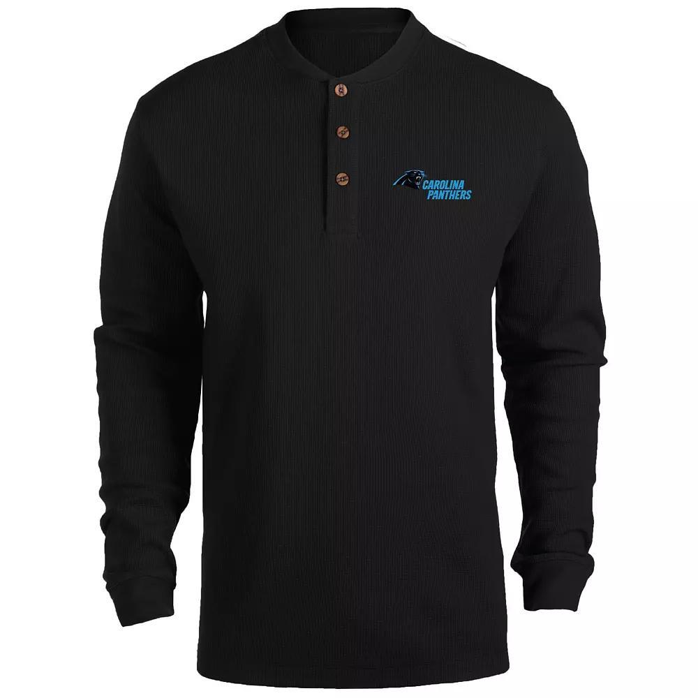 Men's Dunbrooke Black Carolina Panthers Logo Maverick Thermal Henley Long Sleeve T-Shirt,  Product Image