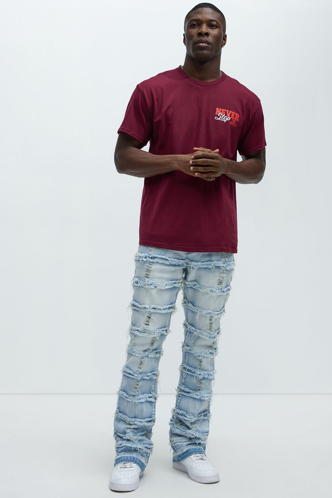 Never Stop The Hustle Short Sleeve Tee - Burgundy Product Image