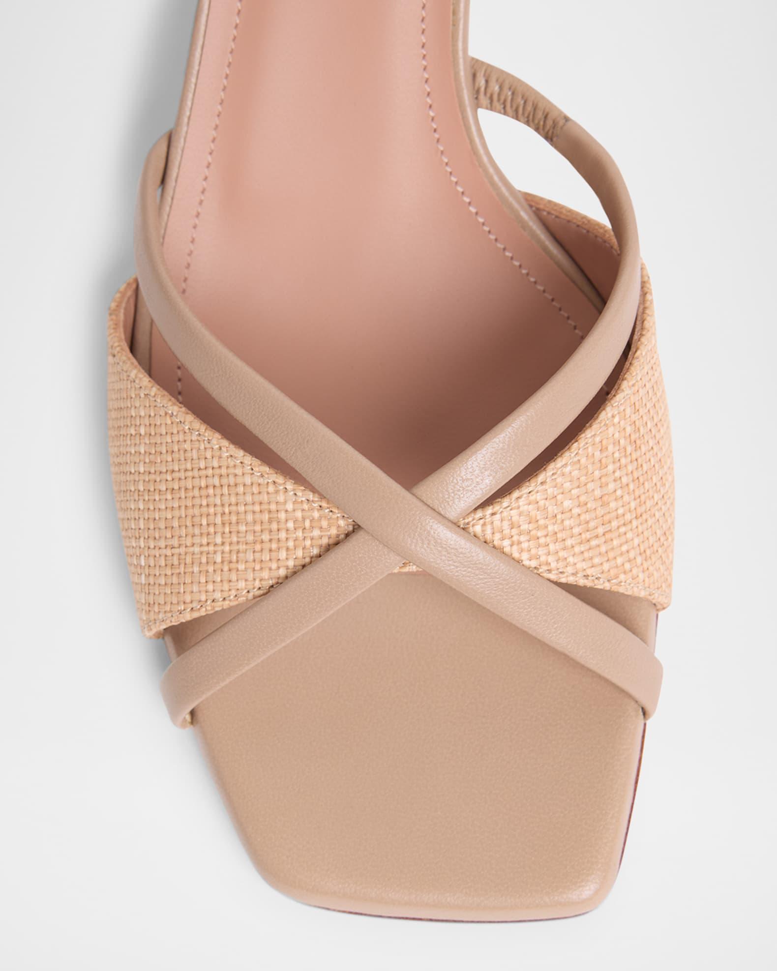 Raffia Leather Crisscross Slide Sandals Product Image