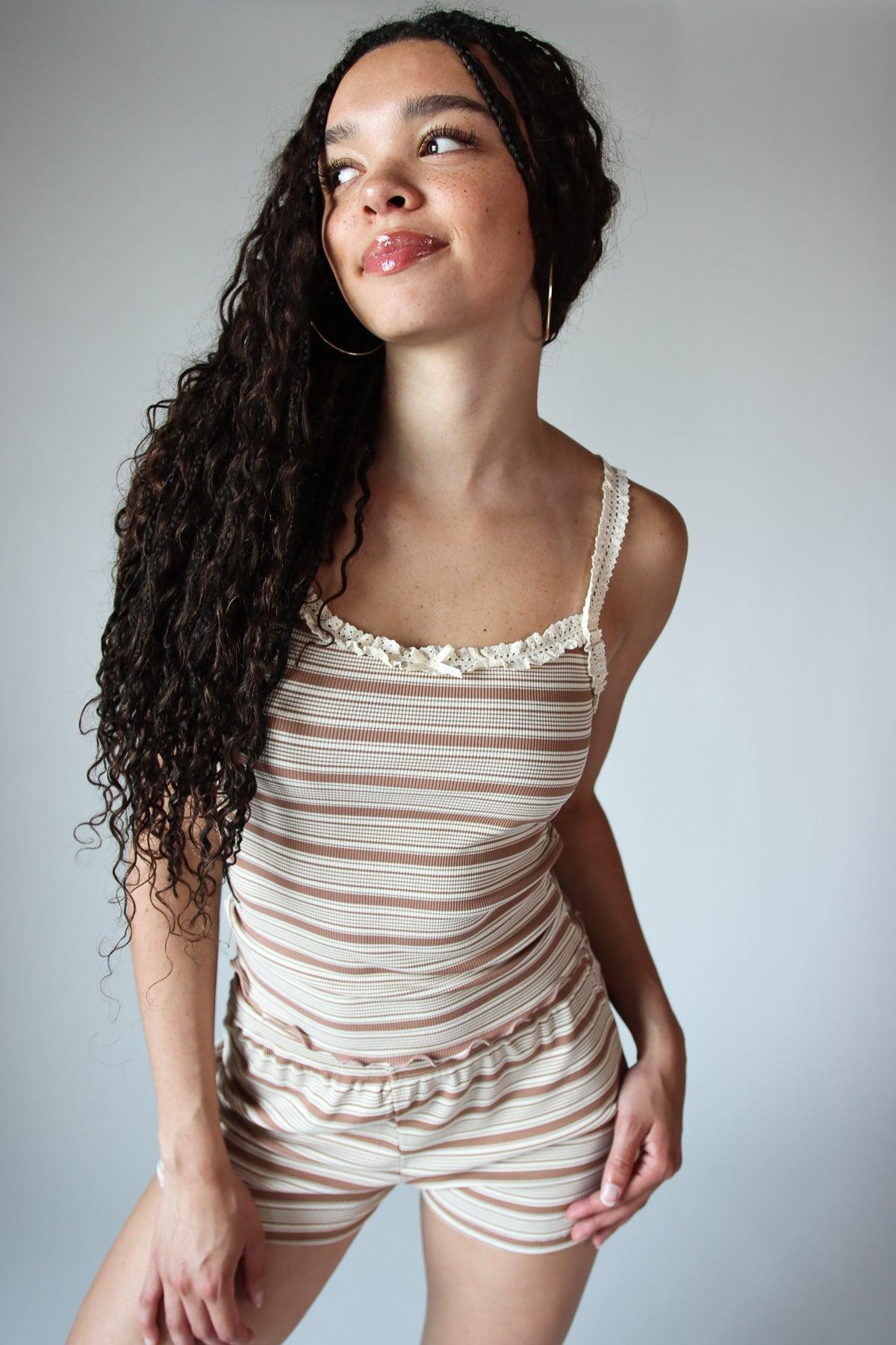 Striped Ribbed Shorts Product Image