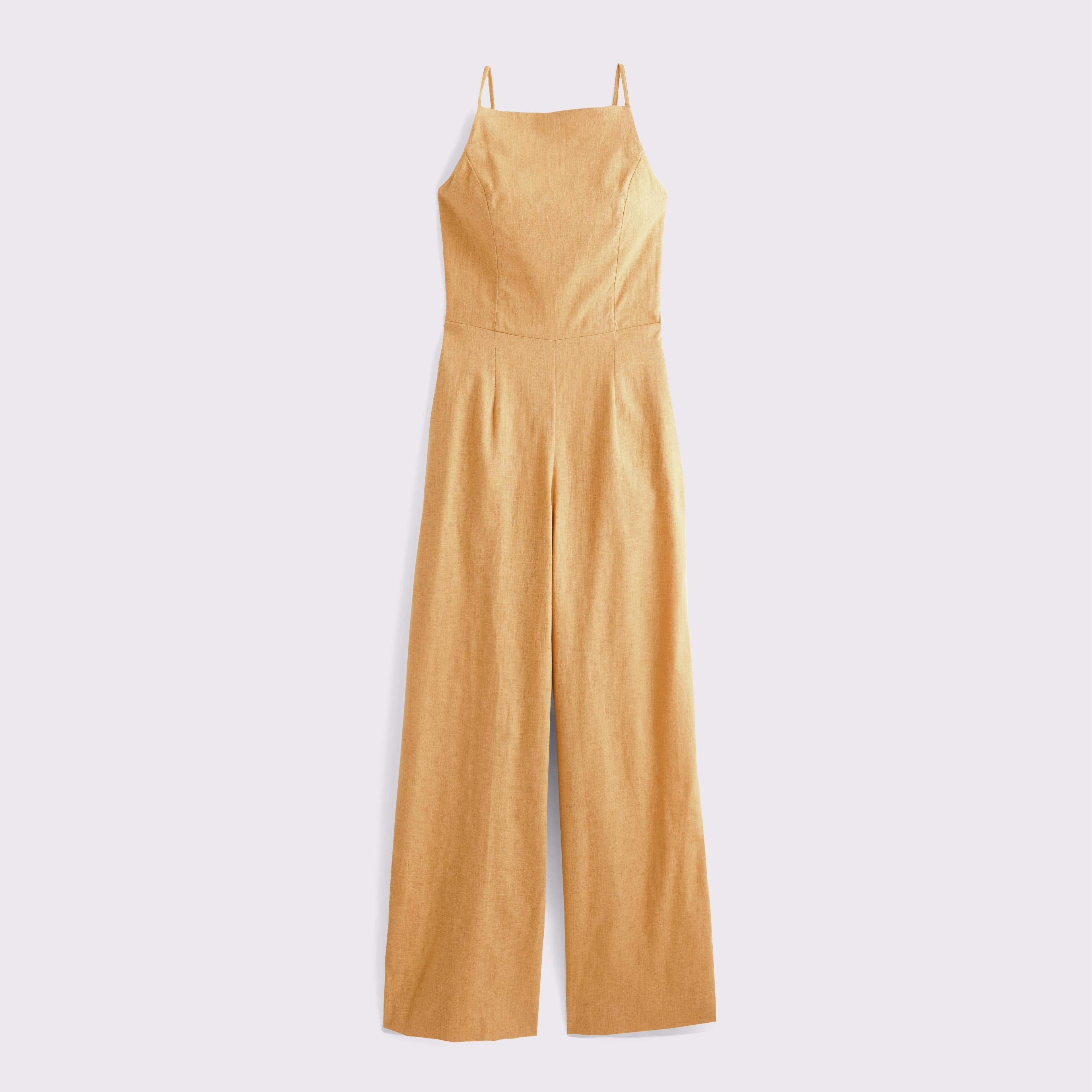 Linen-Blend Apron Jumpsuit Product Image