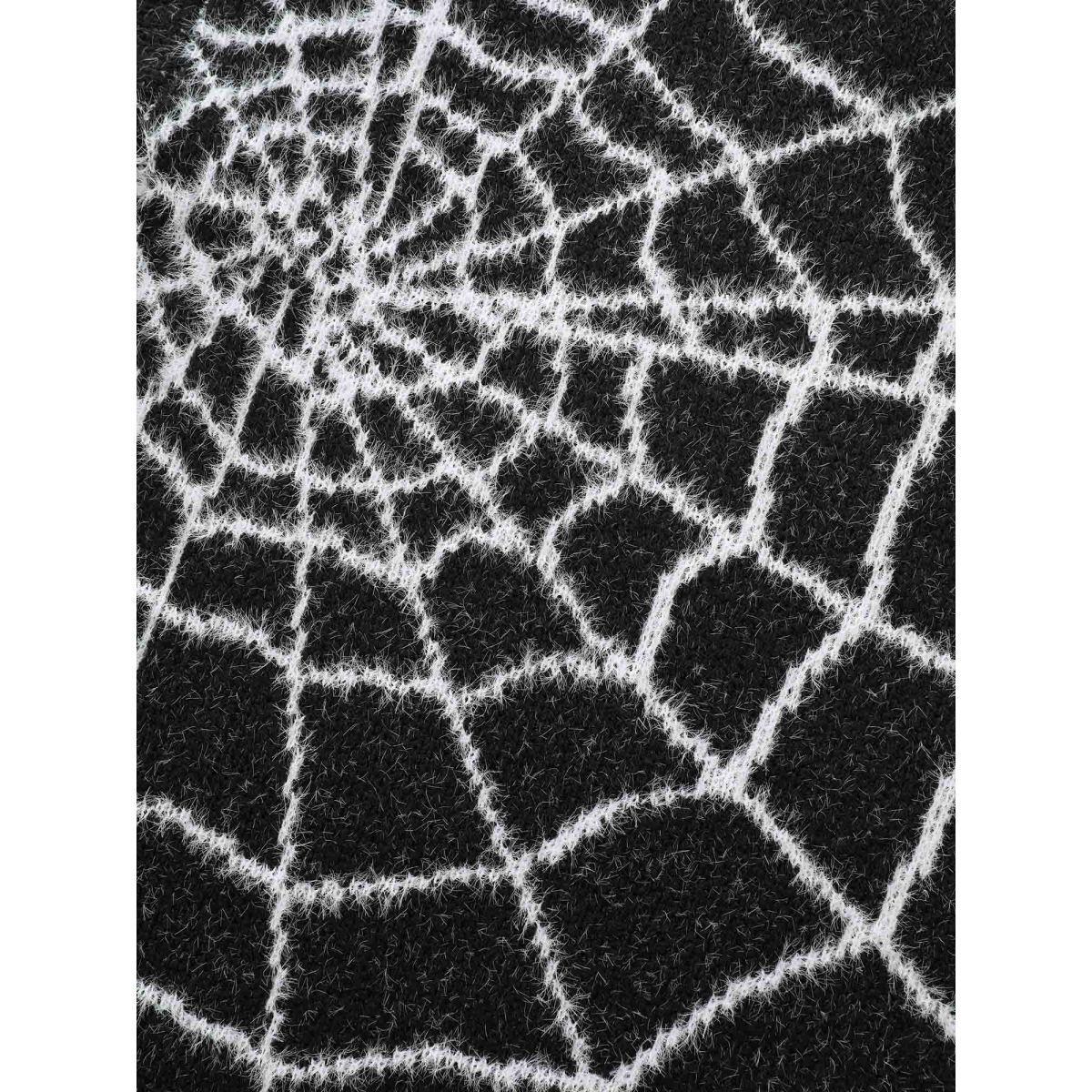 Plus Size Textured Spider Web Crew Neck Pullover Black Women Casual Long Sleeve Round Neck Everyday Pullovers BloomChic 26/4X Product Image