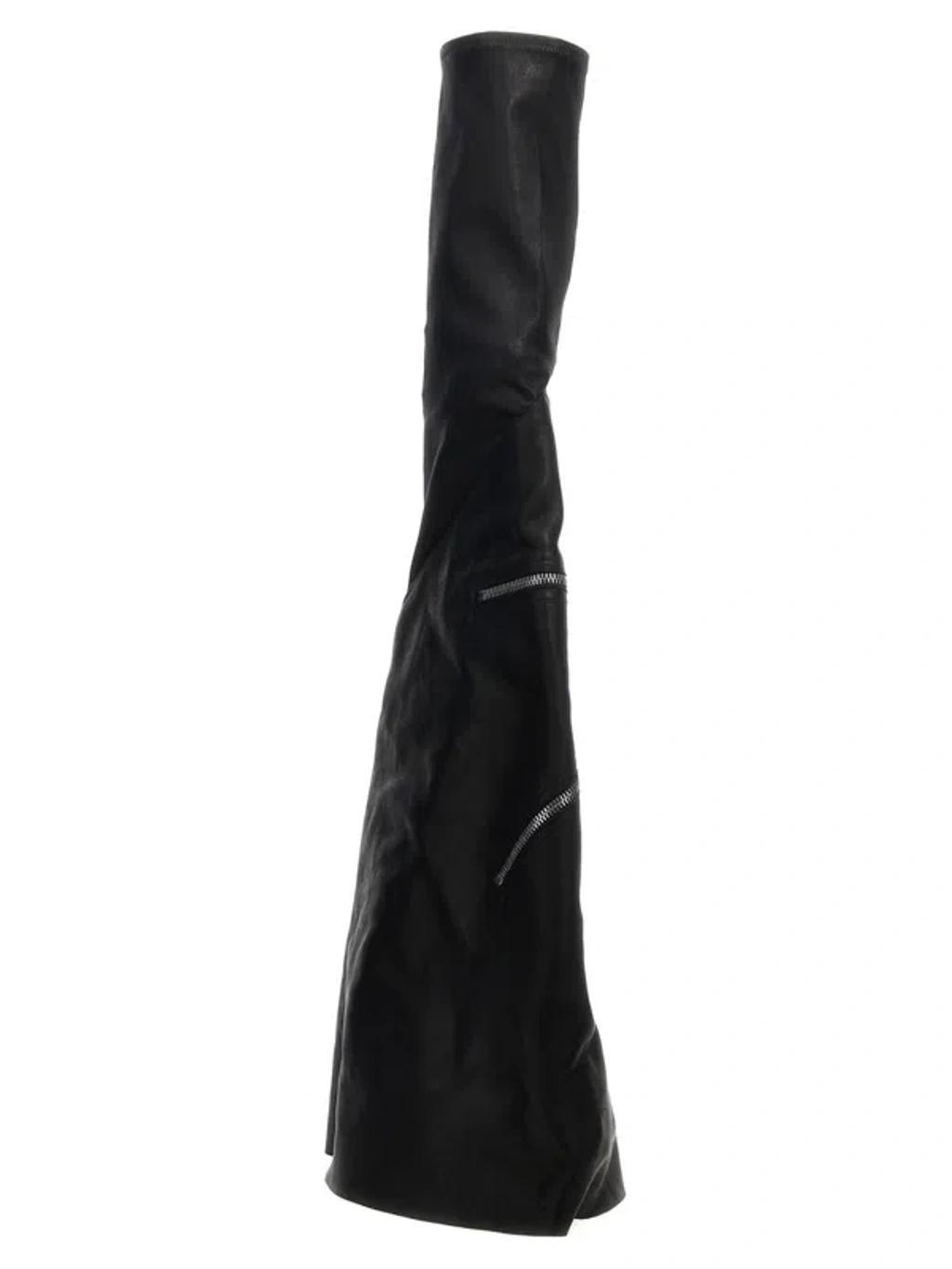 RICK OWENS Cargo Wedge Over-the-knee Boots In Black Product Image