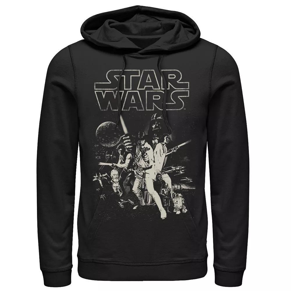 Men's Star Wars Vintage Style Group Shot Logo Graphic Pullover Hoodie, Size: Large, Black Product Image