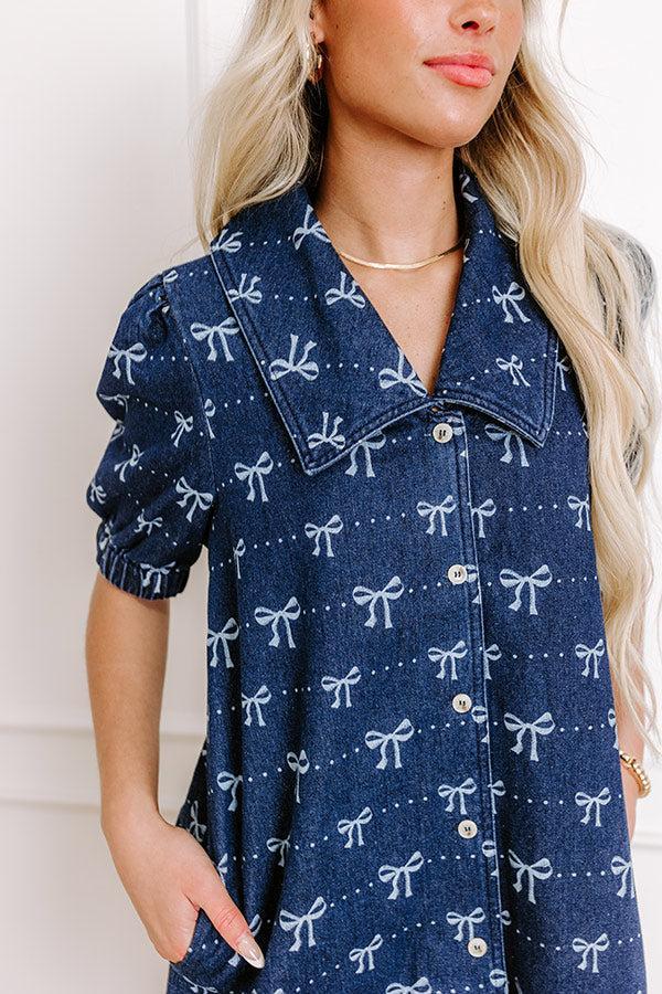 Charming Moment Denim Mini Dress in Dark Wash Product Image