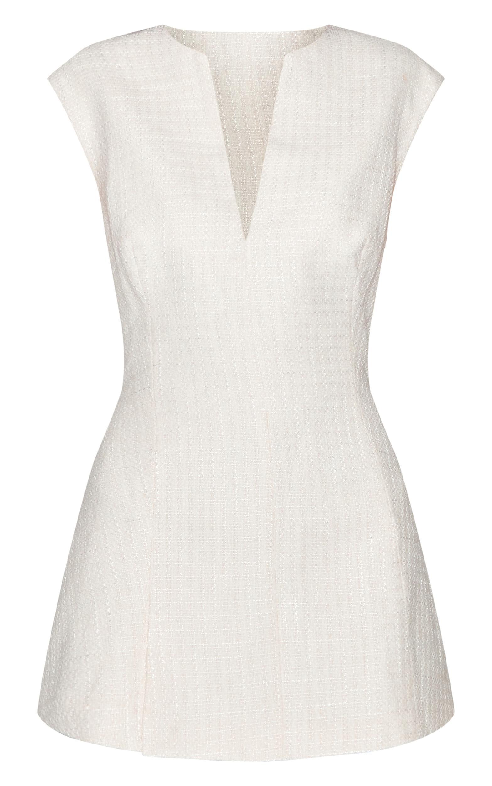  Cream Boucle V Neck Shift Dress Product Image