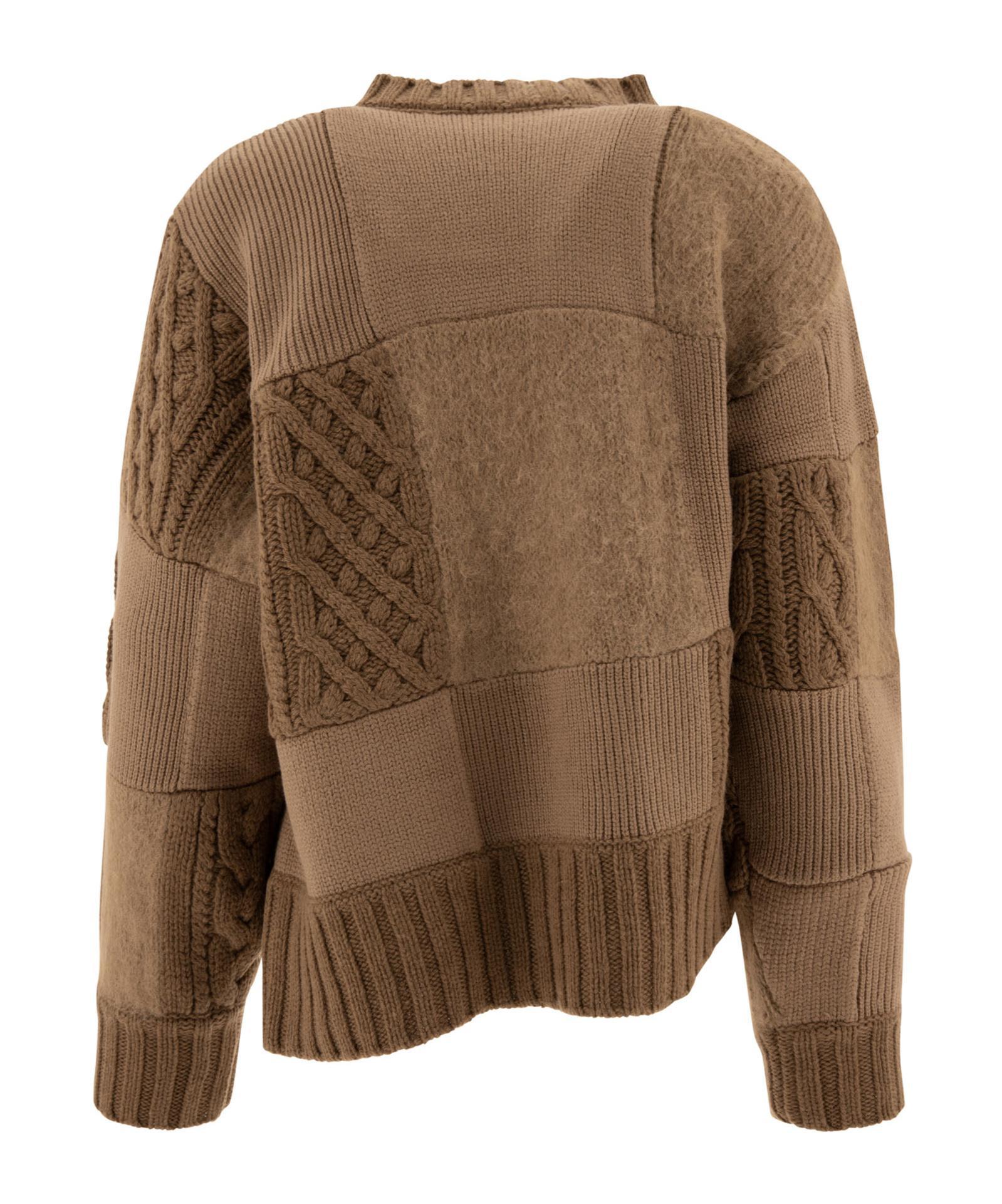 SACAI Patchwork Cardigan In Beige Product Image