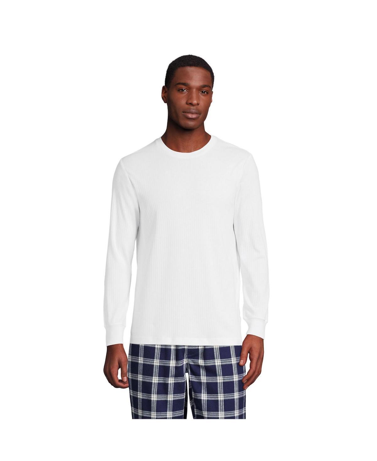 Men's Lands' End Knit Ribbed Crewneck Pajama Sleep Shirt, Size: Medium, Black Product Image