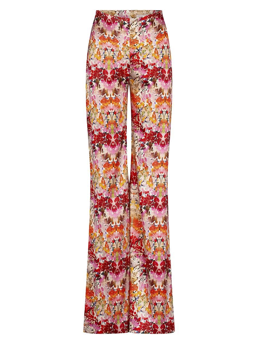 Womens Andie Abstract Stretch-Silk Flared Pants Product Image