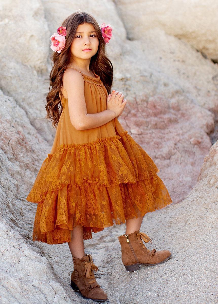 Catrina Dress in Marigold Girls Product Image