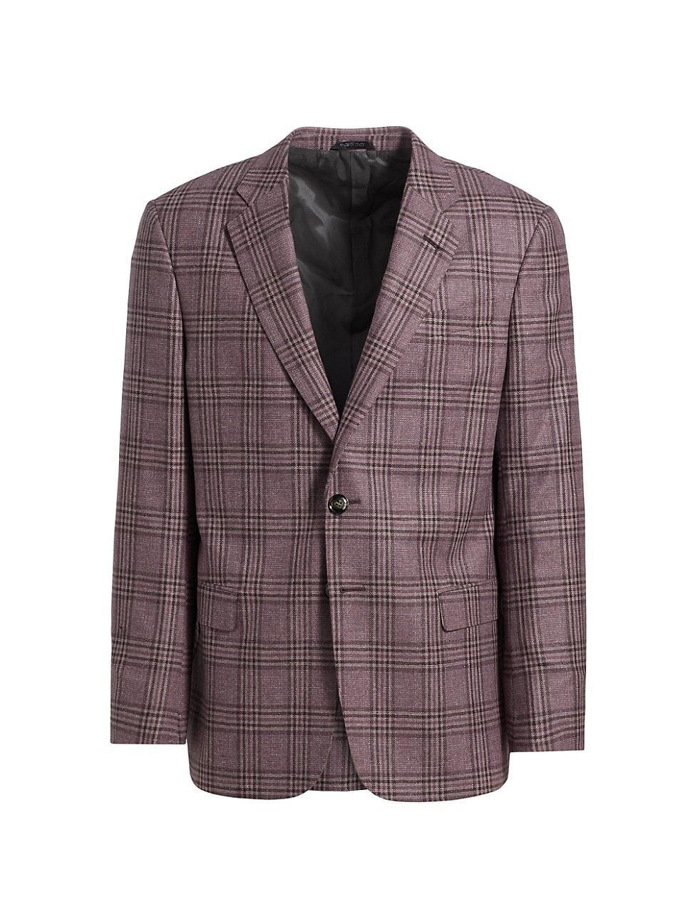 Mens Plaid Tailored Wool Jacket Product Image