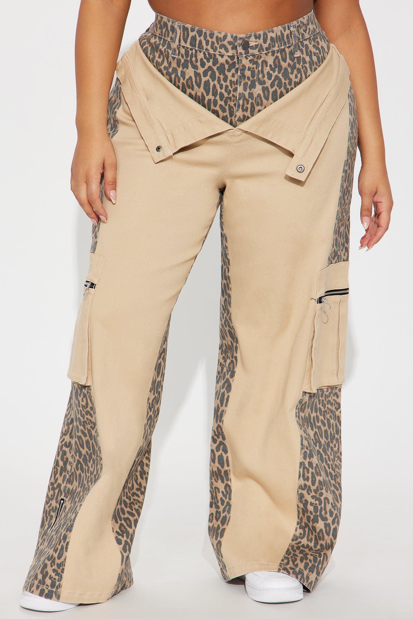 On The Prowl Leopard Twill Wide Leg Pant - Brown/combo Female Product Image