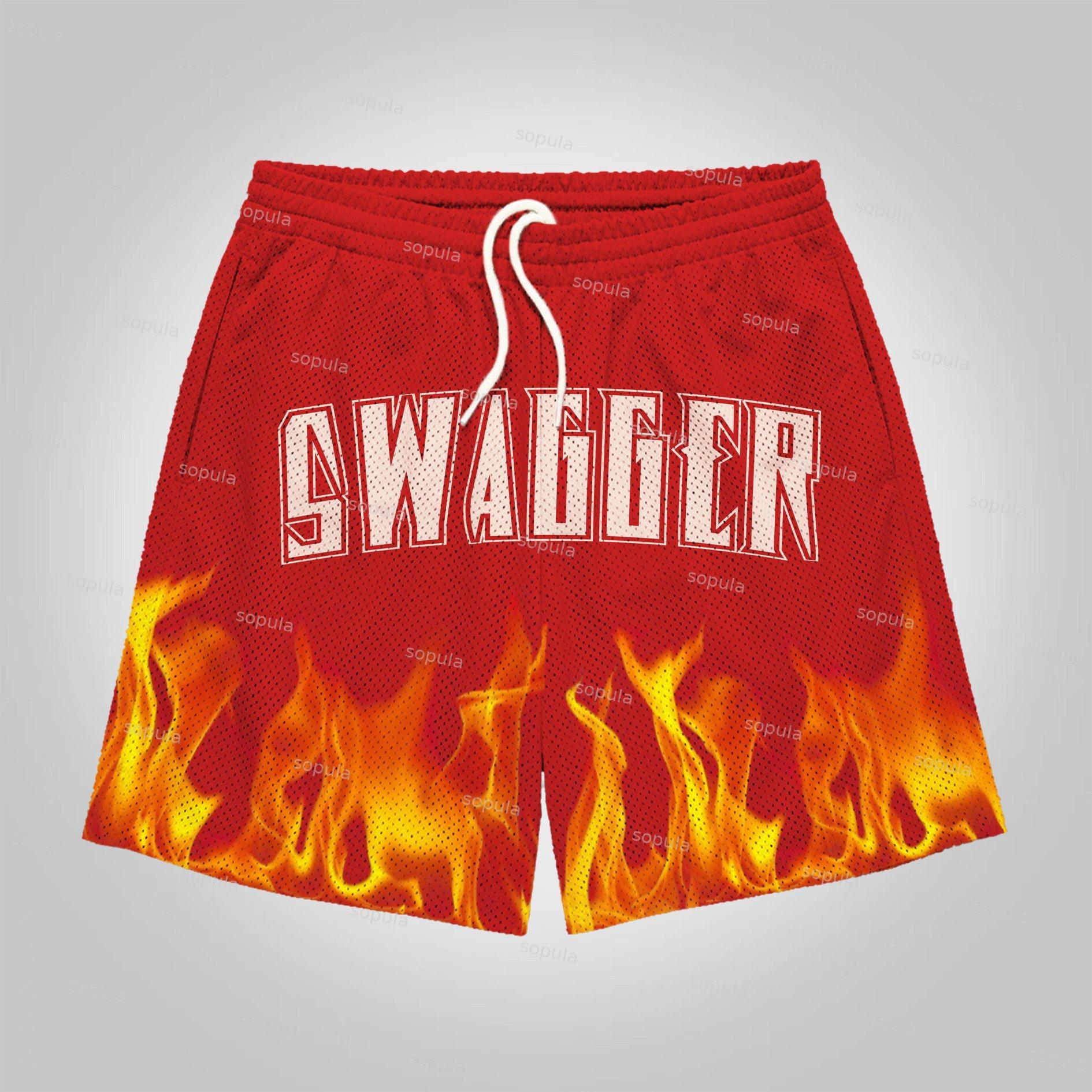 Sopula Swagger Flame Graphic Drawstring Shorts Product Image