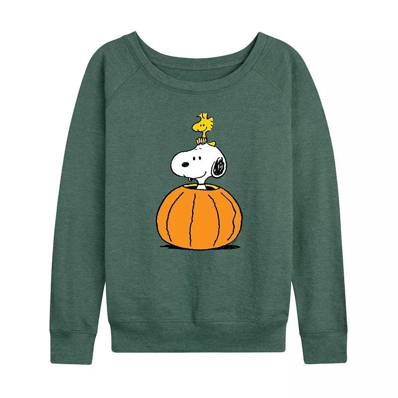 Womens Peanuts Snoopy & Woodstock Pumpkin Lightweight French Terry Sweatshirt Product Image