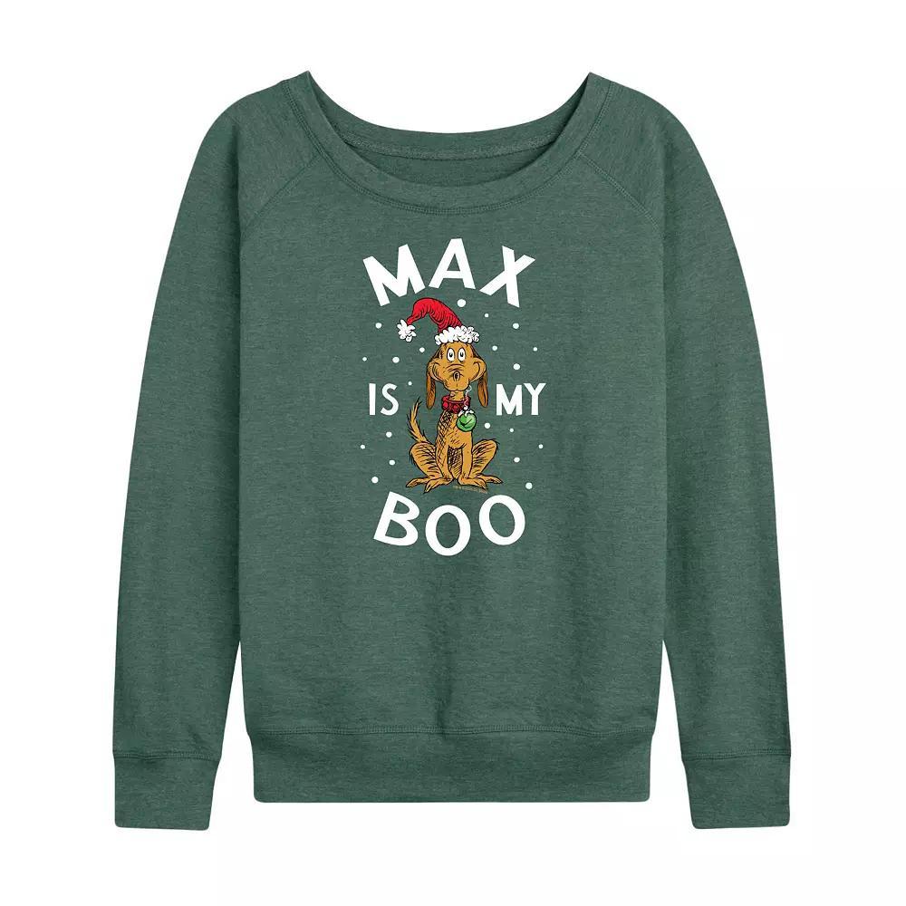 Women's Dr. Seuss The Grinch Max Is My Boo French Terry Long Sleeve Tee, Girl's,  Product Image