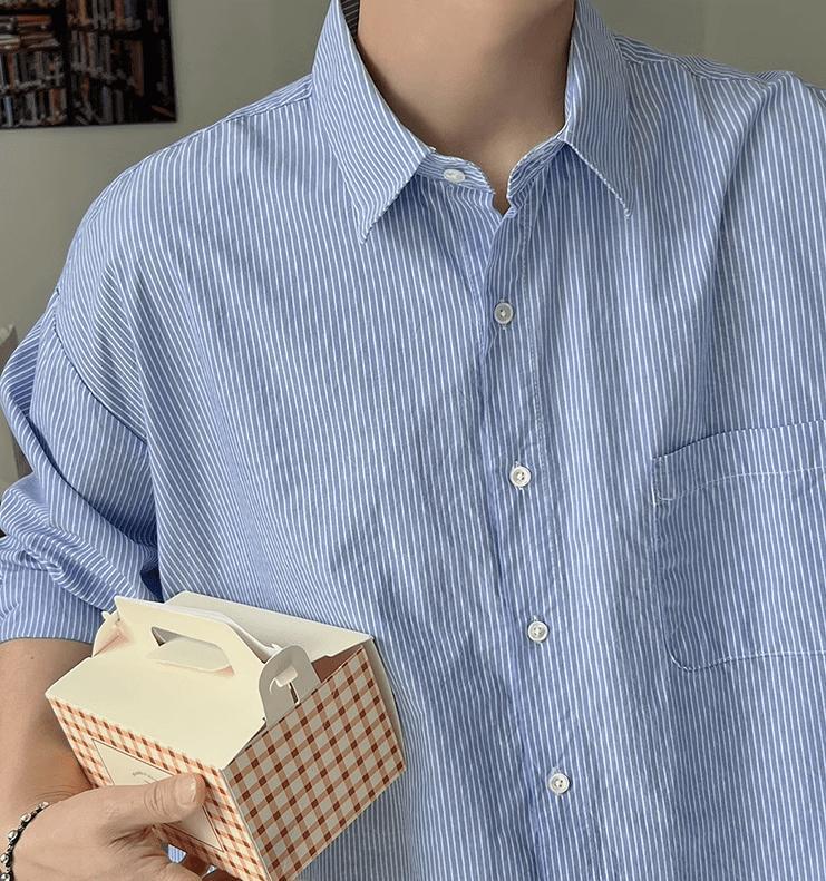 RT No. 9362 SKY BLUE STRIPE BUTTON-UP SHIRT Product Image